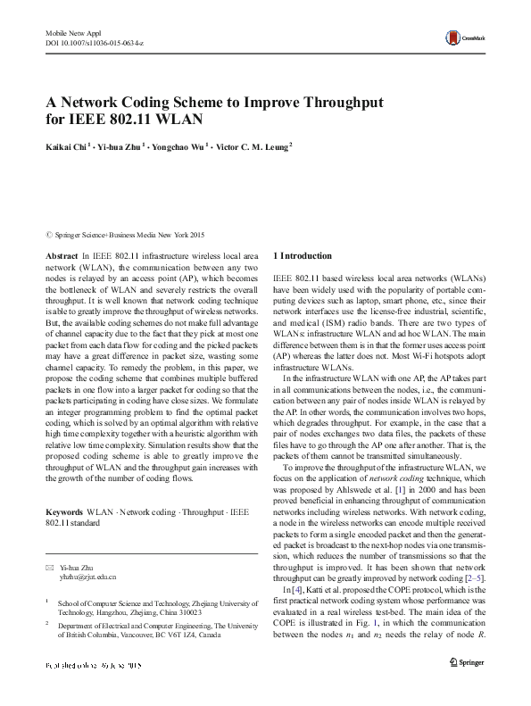 (PDF) A Network Coding Scheme