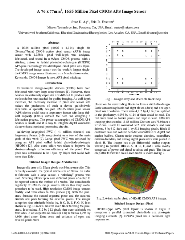(PDF) A 76 x 77mm2, 16.85 Million Pixel CMOS APS Image Sensor