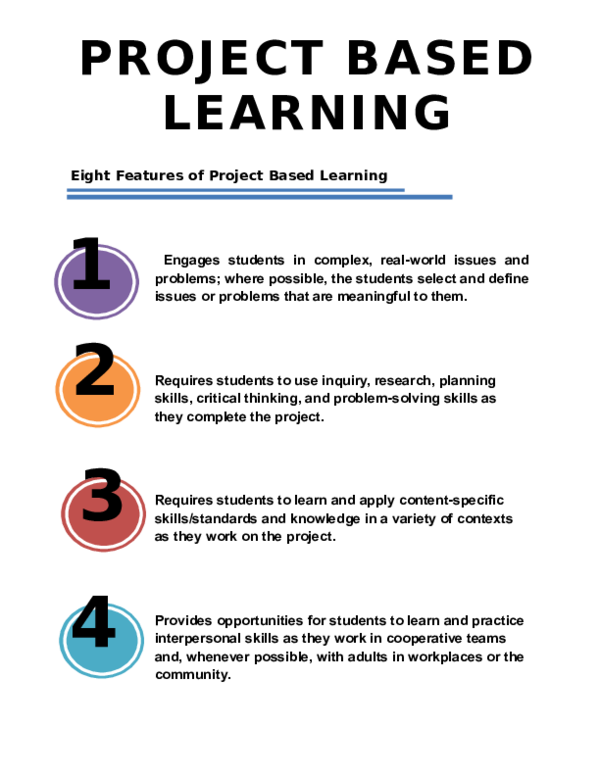 (DOC) Eight Features of Project Based Learning