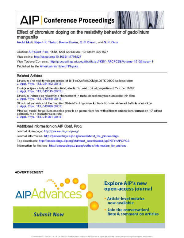 (PDF) Effect of Chromium doping on the Resistivity Behavior of ...