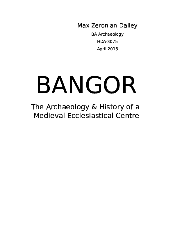 Bangor: The History and Archaeology of a Medieval Ecclesiastical Centre