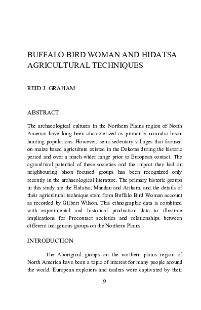 Hidatsa Agricultural Methods: Traditional Farming Techniques of the Upper Missouri