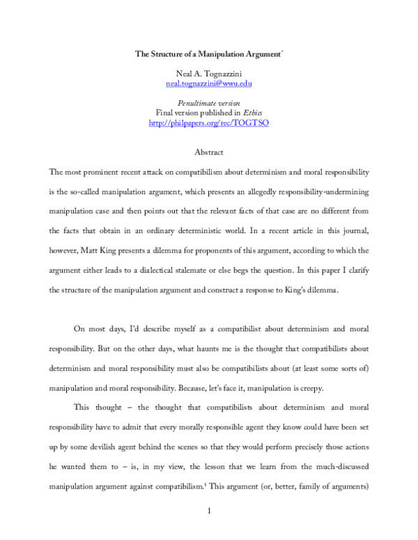 (PDF) The Structure of a Manipulation Argument