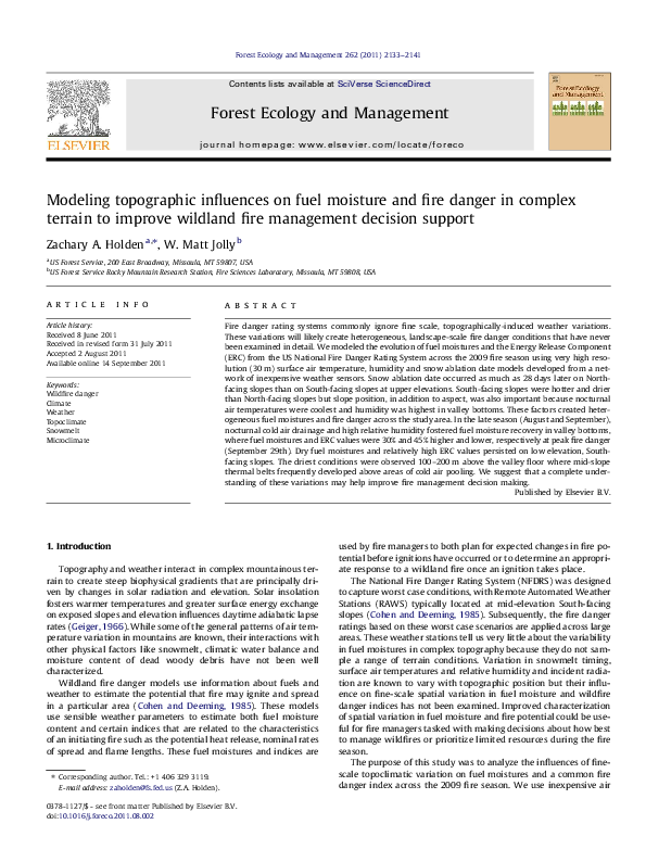 (PDF) Modeling topographic influences on fuel moisture and fire danger ...