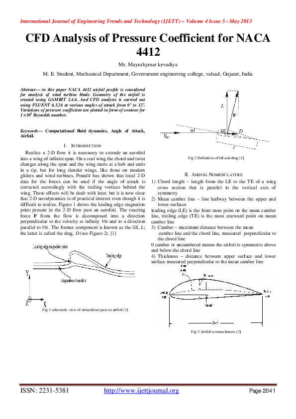 CFD Analysis of Pressure Coefficient for NACA 4412