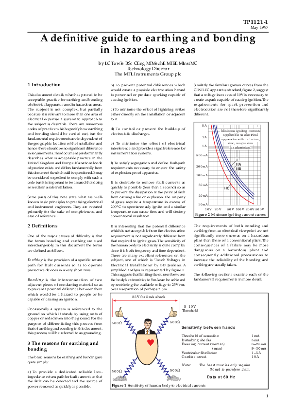 (PDF) A definitive guide to earthing and bonding in hazardous areas