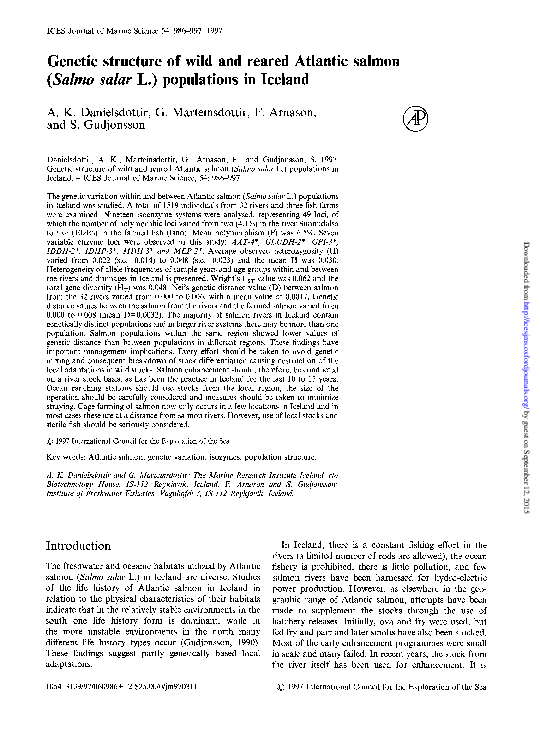 (PDF) Genetic structure of wild and reared Atlantic salmon (Salmo salar ...