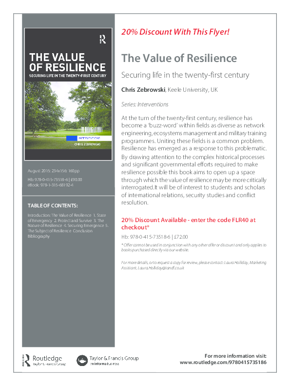The Value of Resilience: Securing life in the twenty-first century