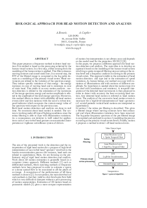 (PDF) BIOLOGICAL APPROACH FOR HEAD MOTION DETECTION AND ANALYSIS
