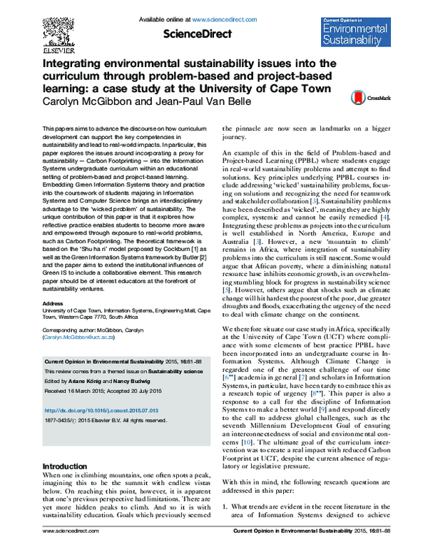 (PDF) Integrating environmental sustainability issues into the ...