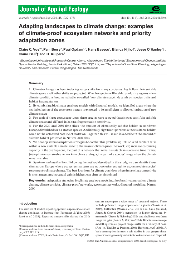 (PDF) Adapting landscapes to climate change: examples of climate-proof ...