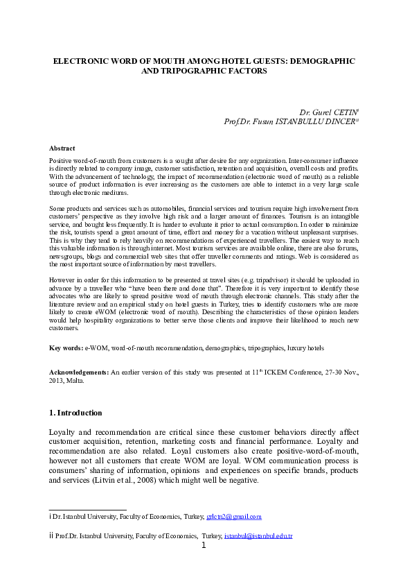 (PDF) Electronic wordofmouth Ronald E Goldsmith Academia.edu