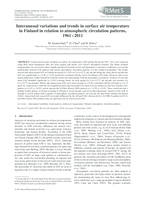 (PDF) Interannual variations and trends in surface air temperature in ...