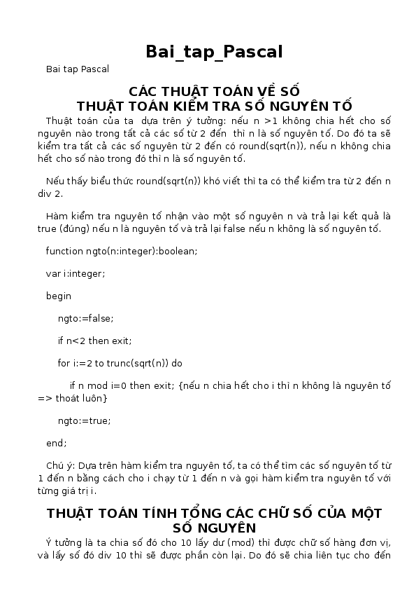 First page of “CÁC THUẬT TOÁN VỀ SỐ THUẬT TOÁN KIỂM TRA SỐ NGUYÊN TỐ”