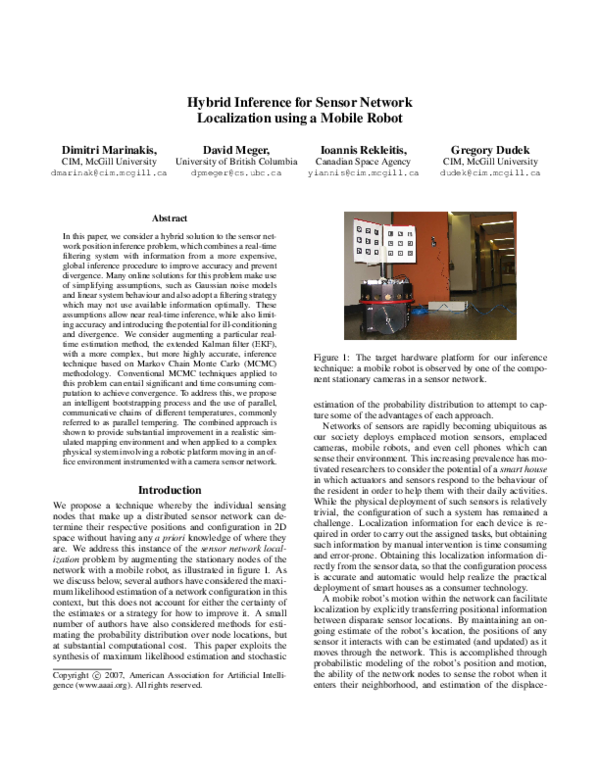 (PDF) Hybrid Inference for Sensor Network Localization Using a Mobile Robot