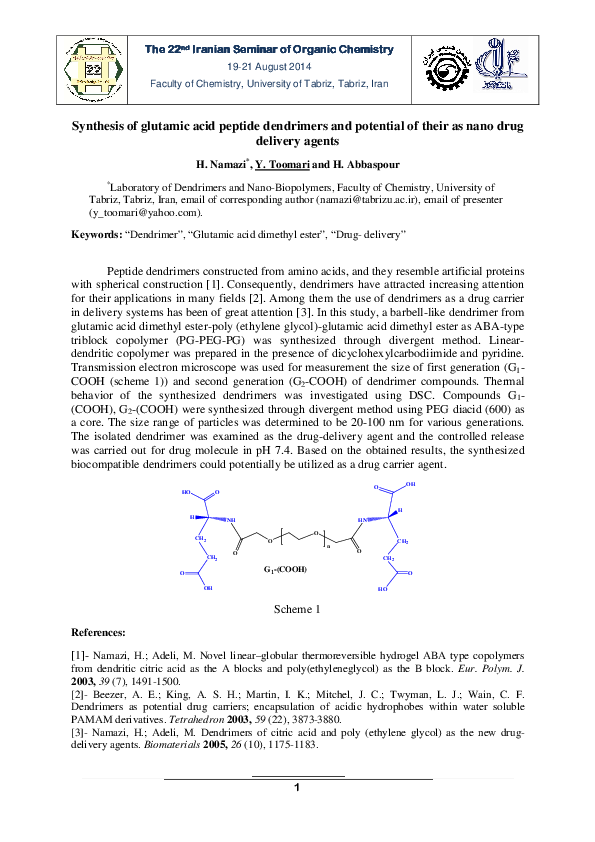 (PDF) Synthesis of glutamic acid peptide dendrimers and potential of ...