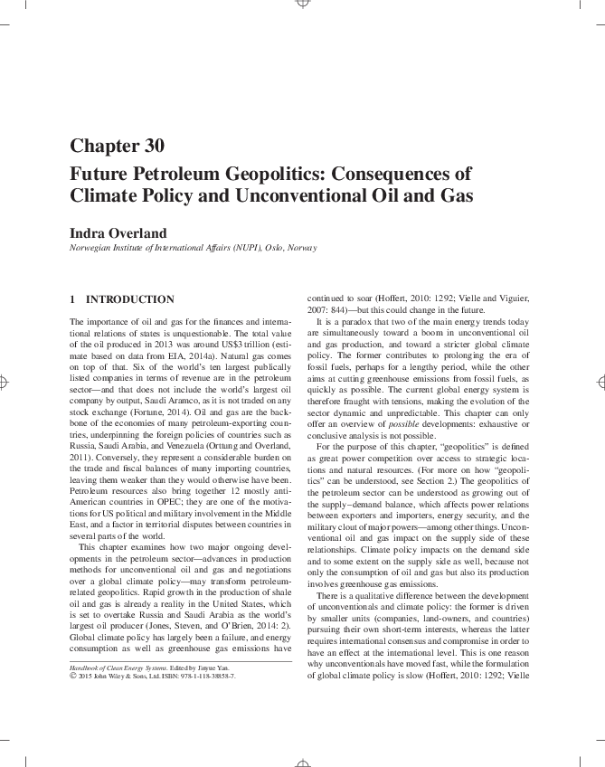 (PDF) Future Petroleum Geopolitics Consequences of Climate Policy and