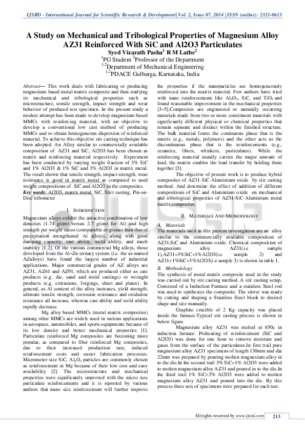 (PDF) A Study on Mechanical and Tribological Properties of Magnesium ...