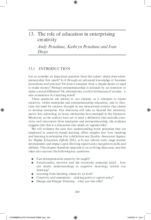 (PDF) 13. The role of education in enterprising creativity