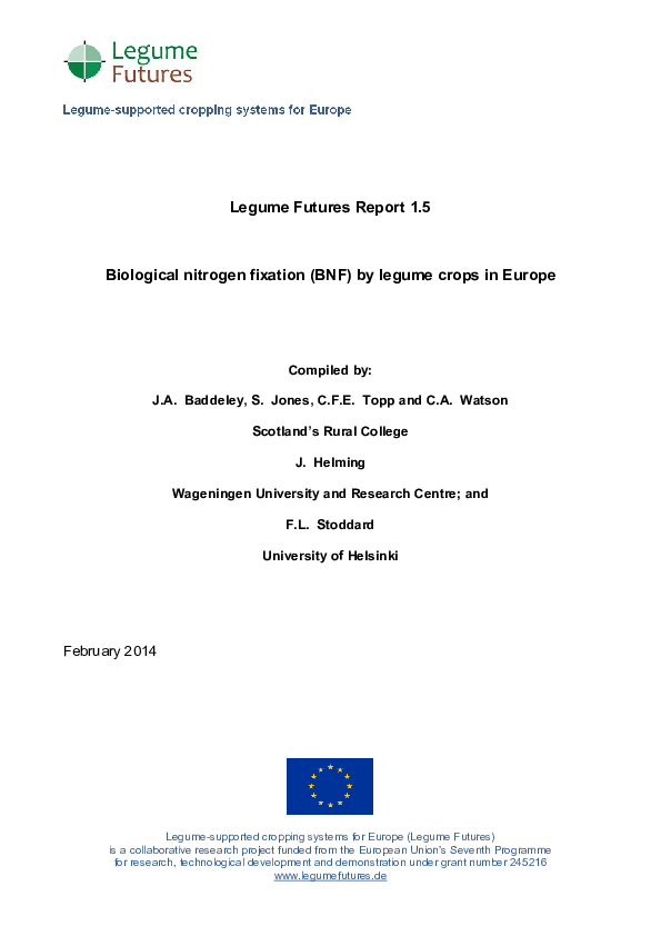 (PDF) Biological nitrogen fixation (BNF) by legume crops in Europe