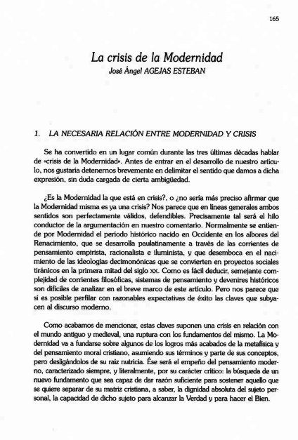 (PDF) La crisis de la Modernidad