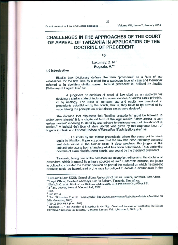 Doctrine Of Legal Precedent 2024