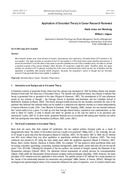 (PDF) Application of Grounded Theory in Career Research Reviewed