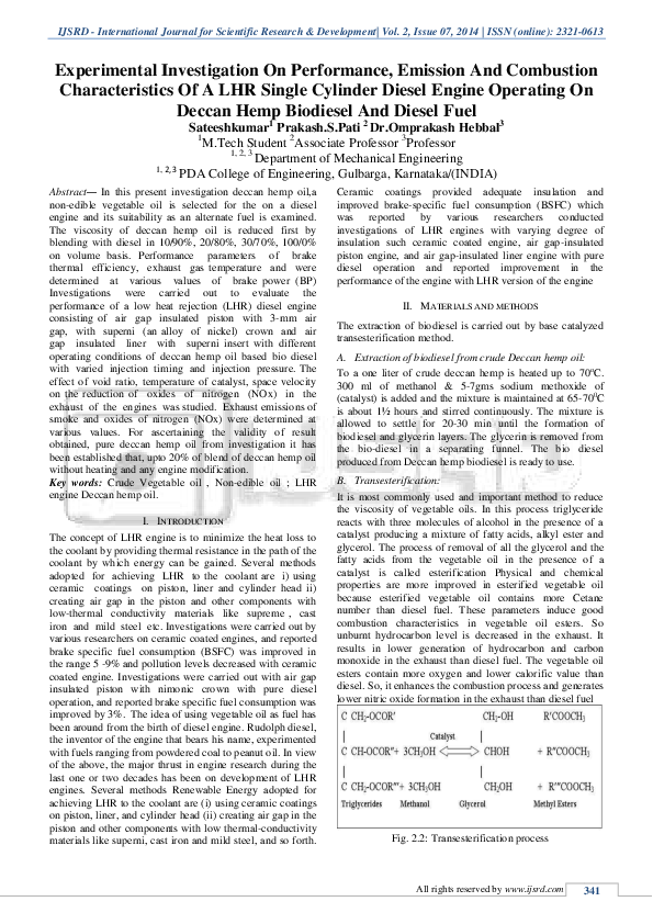 (PDF) Experimental Investigation on Performance, Emission and ...