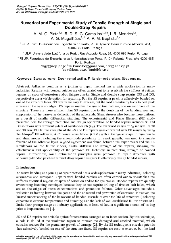(PDF) Numerical and experimental study of tensile strength of single ...