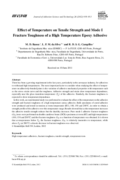 (PDF) Effect of temperature on tensile strength and mode i fracture ...