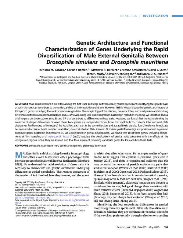 (PDF) Genetic Architecture and Functional Characterization of Genes ...