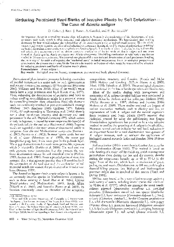 (PDF) Reducing persistent seed banks of invasive plants by soil ...