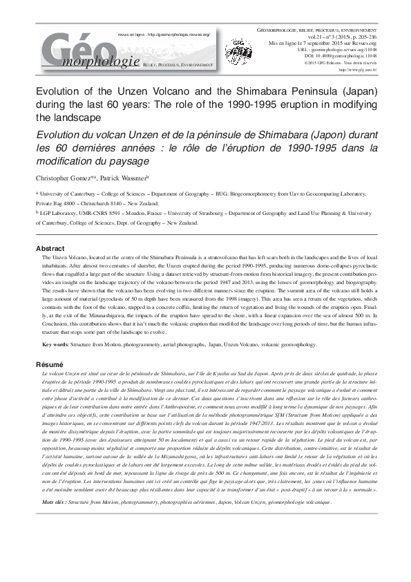 (PDF) Evolution of the Unzen Volcano and the Shimabara Peninsula (Japan ...