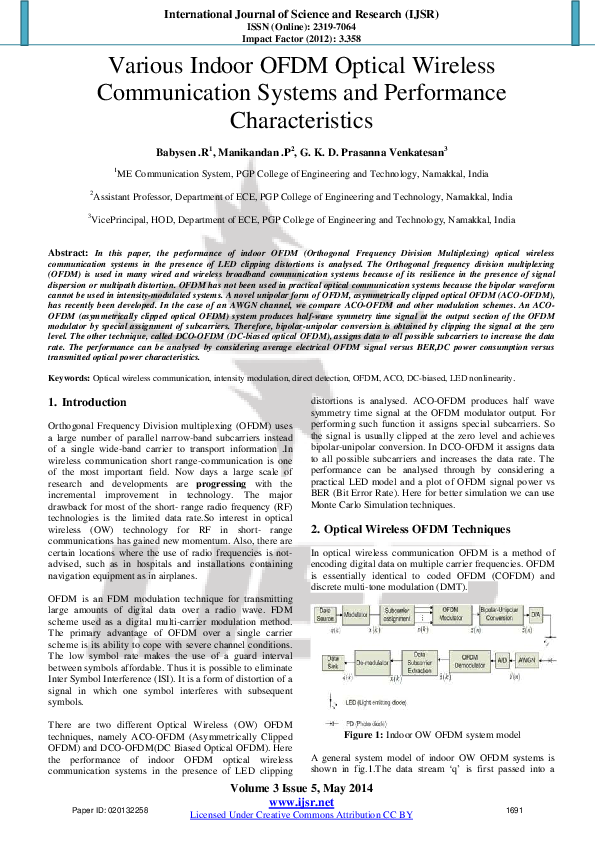 (PDF) Various Indoor OFDM Optical Wireless Communication Systems and ...