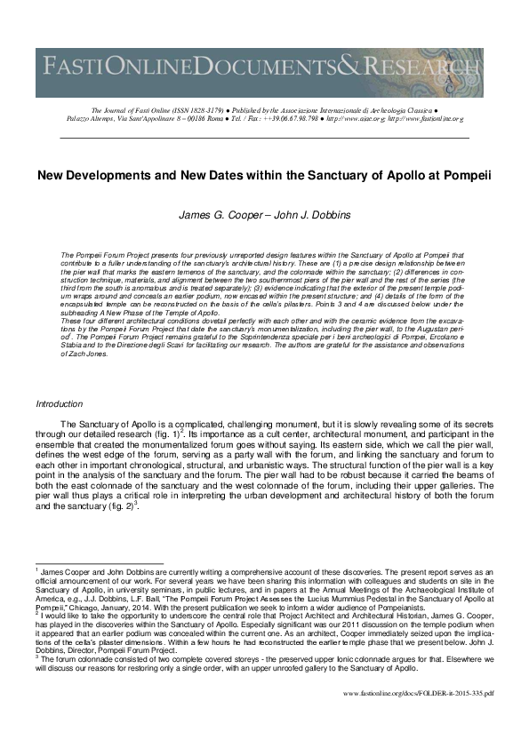 (PDF) James G. Cooper, John J. Dobbins (2015) "New Developments and
