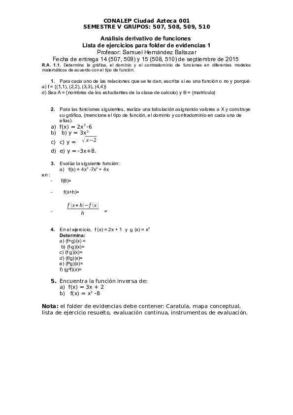 (DOC) Lista ejercicios 1 CONA calculo