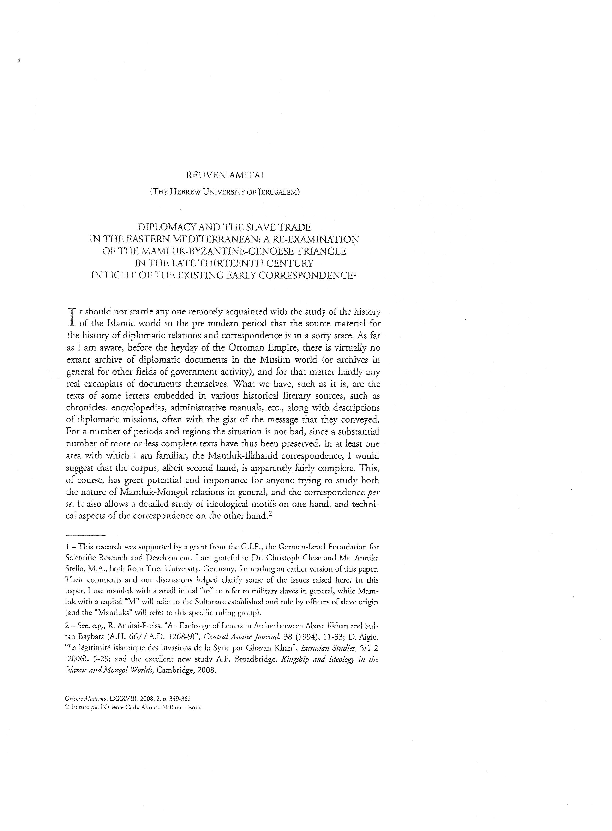 “Diplomacy and the Slave Trade in the Eastern Mediterranean A Re