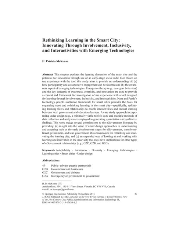 (PDF) ReThinking learning in the smart city: Innovating through ...