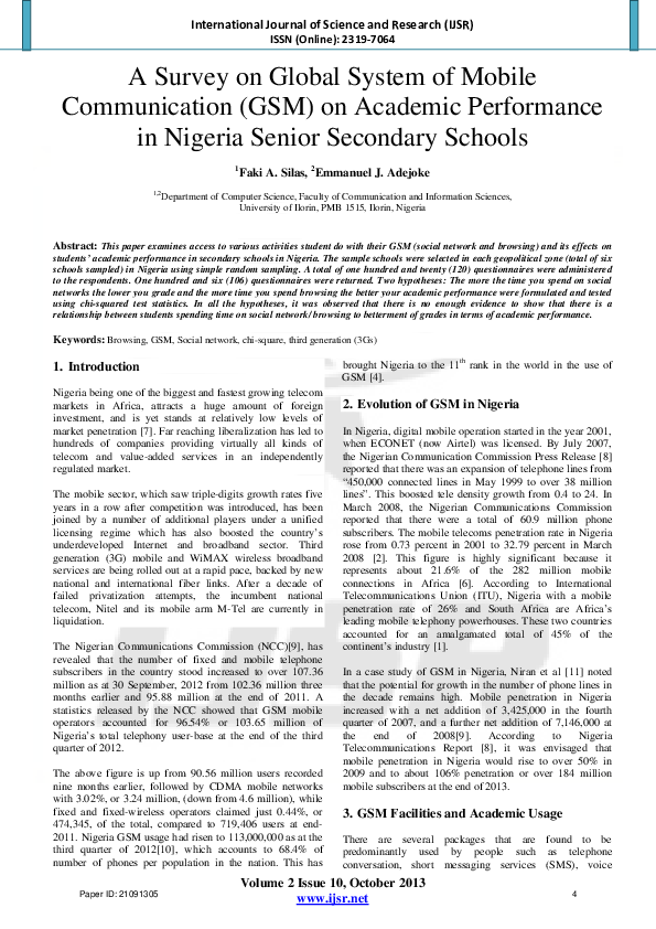 (PDF) A Survey on Global System of Mobile Communication (GSM) on ...