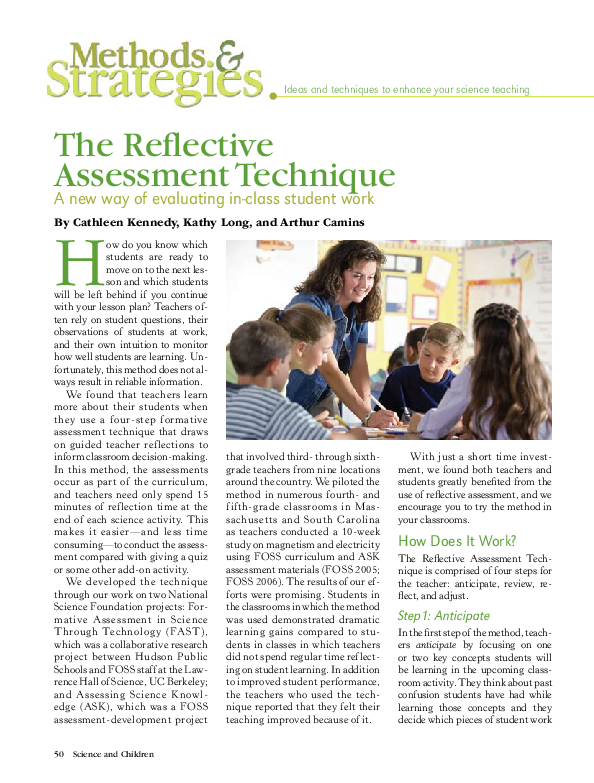 (PDF) The Reflective Assessment Technique A new way of evaluating in ...