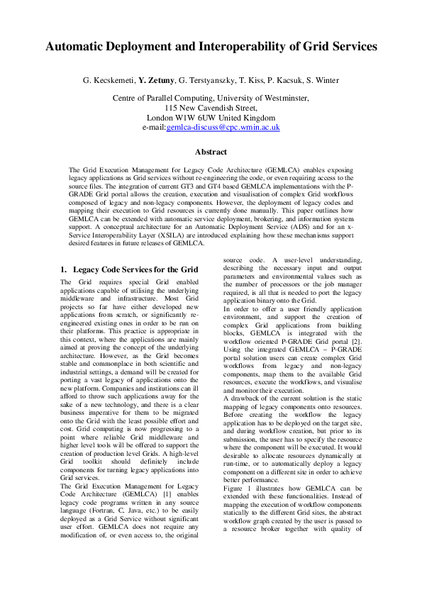 (PDF) Automatic Deployment and Interoperability of Grid Services