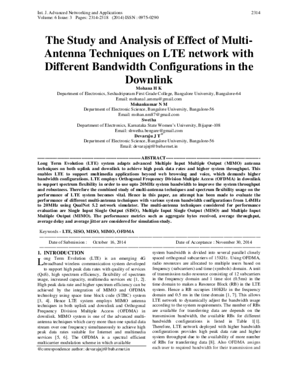 (PDF) The Study and Analysis of Effect of MultiAntenna Techniques on