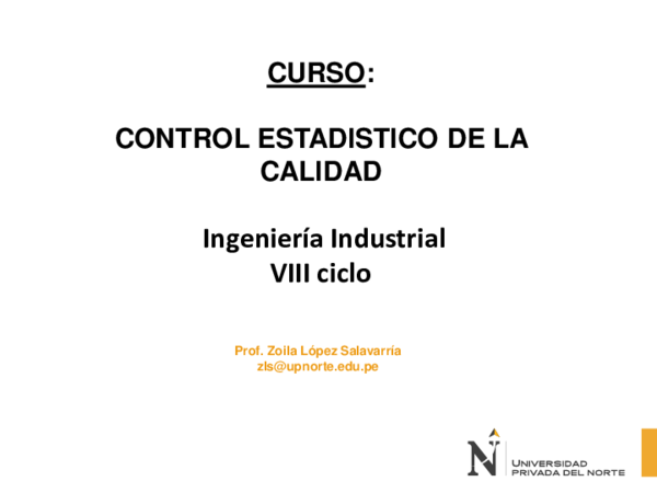 (PDF) CURSO: CONTROL ESTADISTICO DE LA CALIDAD Ingeniería Industrial