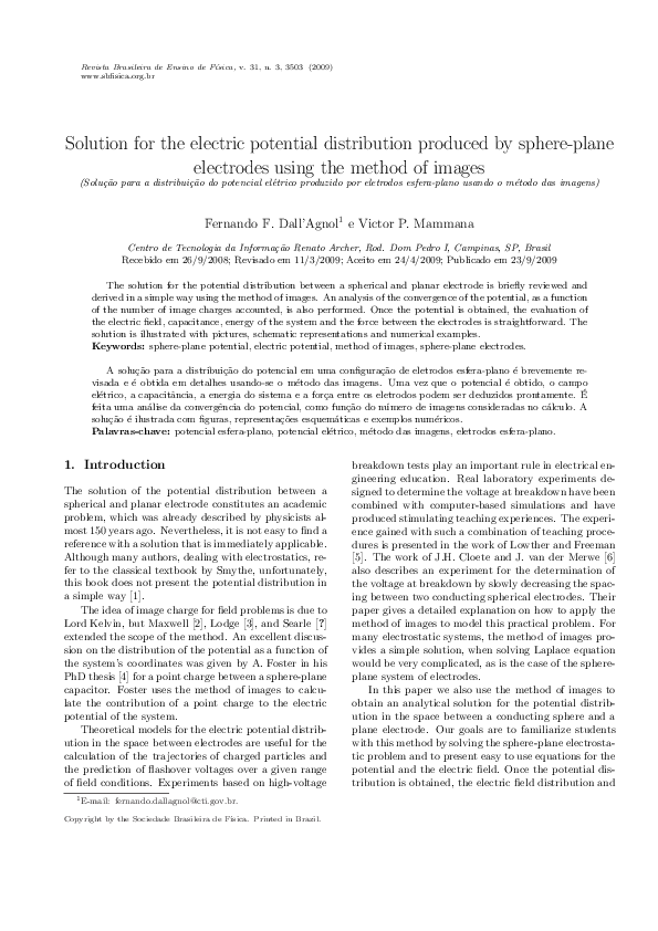 (PDF) Solution for the electric potential distribution produced by