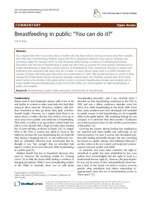 (PDF) Breastfeeding in public “You can do it?” Lisa Amir Academia.edu