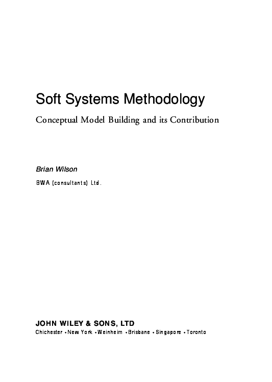 (PDF) Soft Systems Methodology Conceptual Model Building and Its Contribution Gabriel Flores