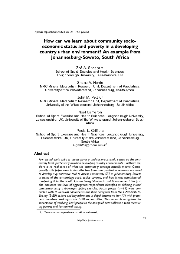 (PDF) How can we learn about community socioeconomic status and poverty