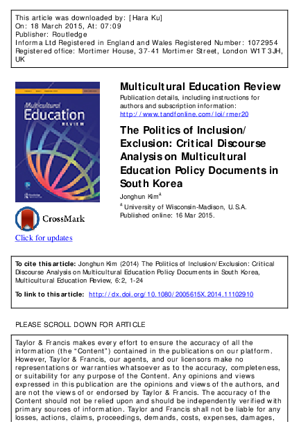 (PDF) Kim, J. (2014). The politics of Inclusion/Exclusion: A critical ...