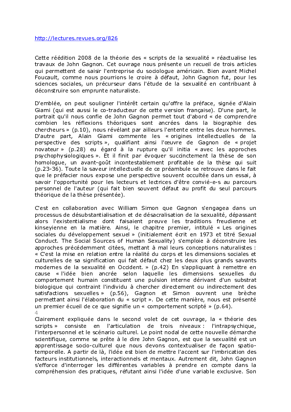 (PDF) John Gagnon, 2008, "Les scripts de la sexualité. Essais sur les