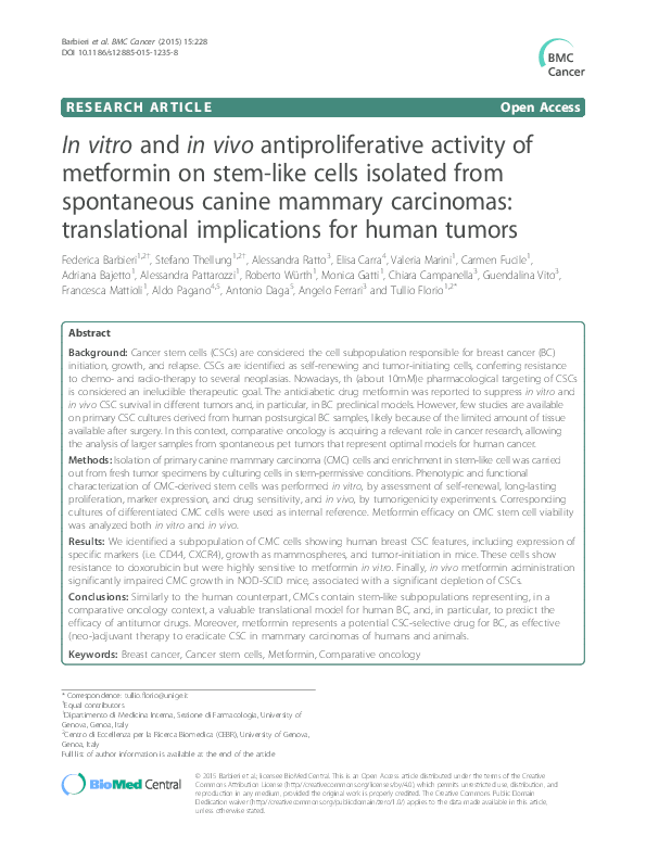 (PDF) In vitro and in vivo antiproliferative activity of metformin on ...